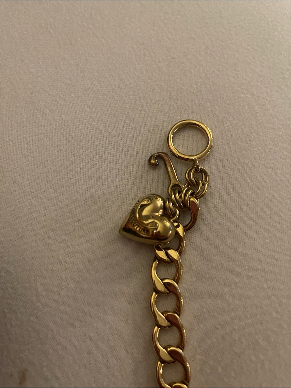 Juicy Couture Gold Heart Charm Chain Bracelet - Heart Locket Accent
